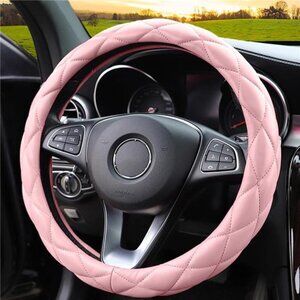 Soft Microfiber Leather Steering Wheel Cover, Universal 15 Inch for Women